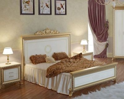  Кровать Версаль с изголовьем шелкография 200x160 см слоновая кость
